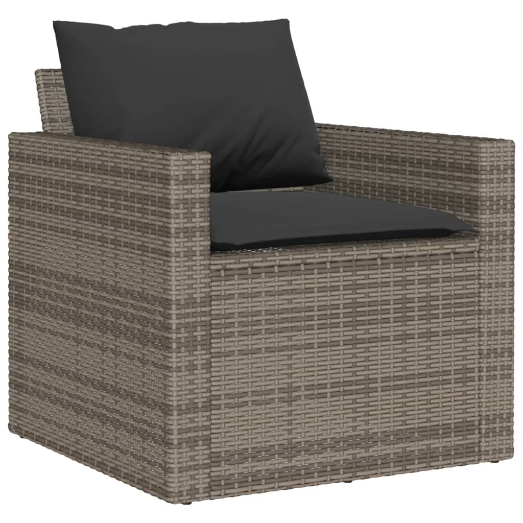 Set Divano Da Giardino 6 Pz Con Cuscini Grigio In Polyrattan - Image 3
