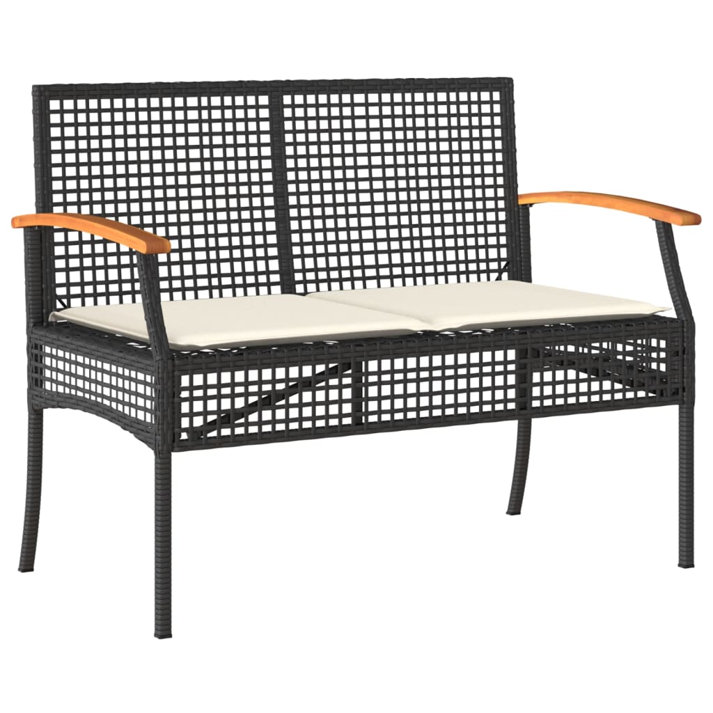 Set Da Pranzo Da Giardino 5 Pz Nero Con Cuscini In Polyrattan - Image 3