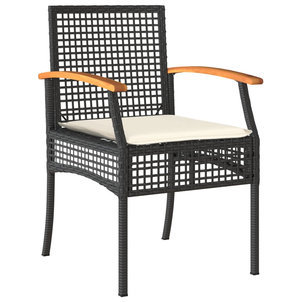 Set Da Pranzo Da Giardino 5 Pz Nero Con Cuscini In Polyrattan - Image 4