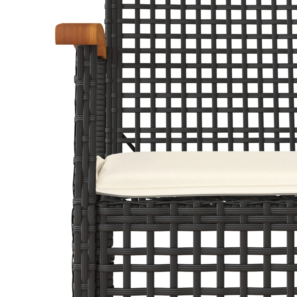 Set Da Pranzo Da Giardino 5 Pz Nero Con Cuscini In Polyrattan - Image 5