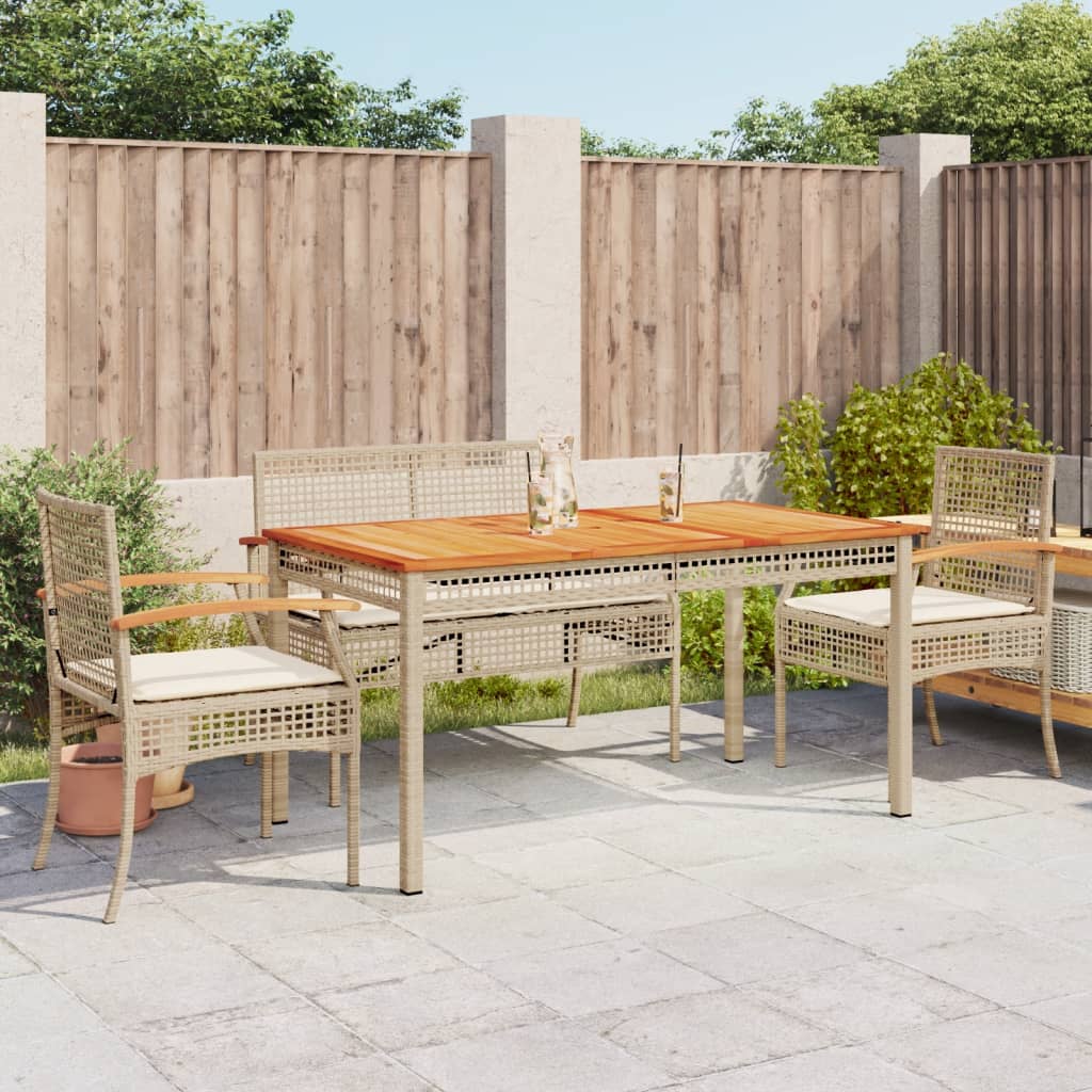 Set Da Pranzo Da Giardino 5 Pz Con Cuscini Beige In Polyrattan