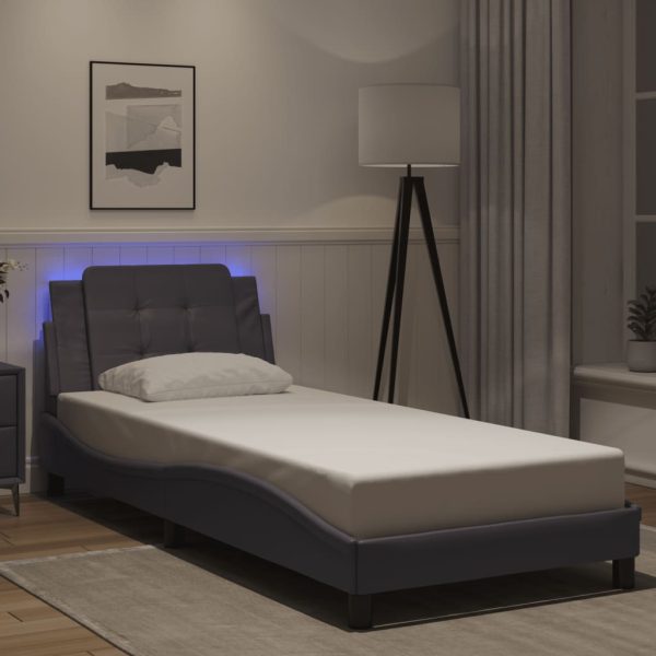 Giroletto Con Luci Led Grigio 100x200 Cm In Similpelle