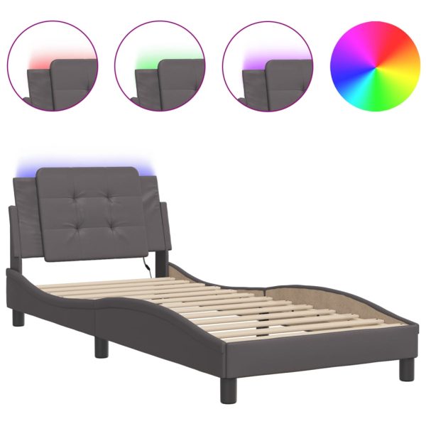 Giroletto Con Luci Led Grigio 100x200 Cm In Similpelle - Image 2