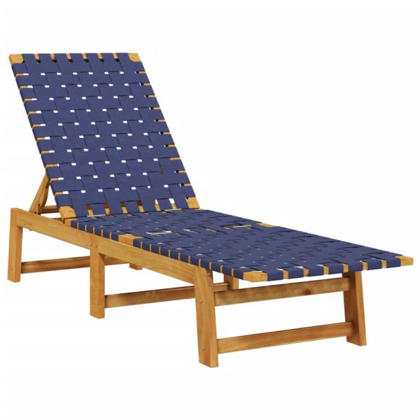 Lettini Prendisole 2pz Blu Scuro Legno Massello Acacia Tessuto - Image 3