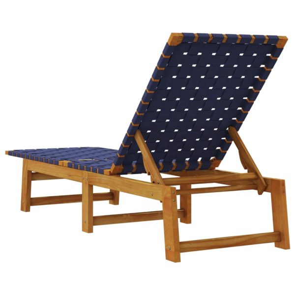 Lettini Prendisole 2pz Blu Scuro Legno Massello Acacia Tessuto - Image 6