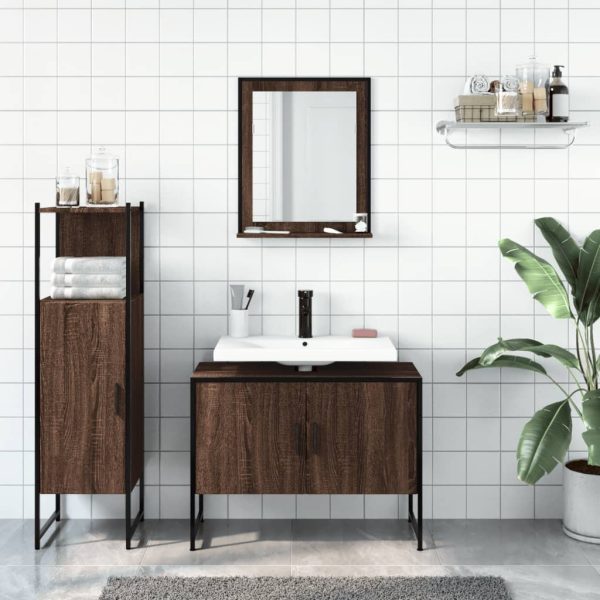 Set Mobili Da Bagno 3 Pz Rovere Marrone In Legno Multistrato - Image 3