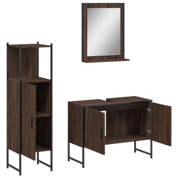 Set Mobili Da Bagno 3 Pz Rovere Marrone In Legno Multistrato - Image 5