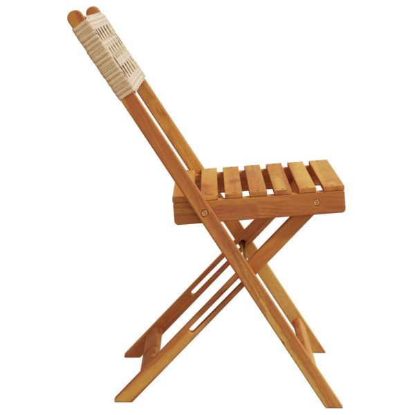 Sedie Giardino Pieghevoli 8pz Beige Polyrattan E Legno Massello - Image 5