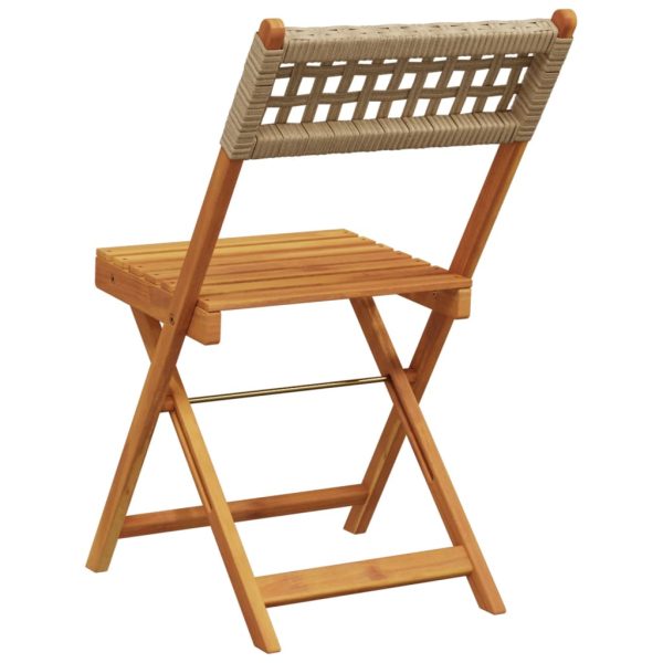 Sedie Giardino Pieghevoli 8pz Beige Polyrattan E Legno Massello - Image 6