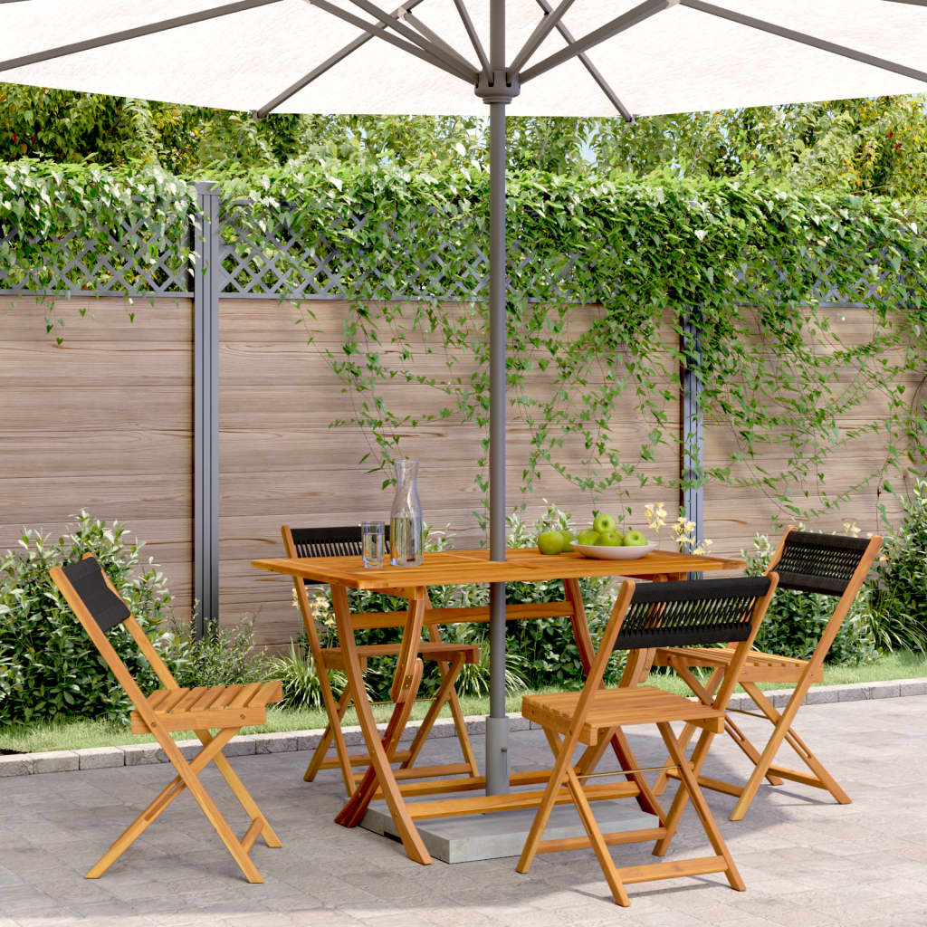 Sedie Da Giardino Pieghevoli 4pz Nere Legno Massello Di Acacia