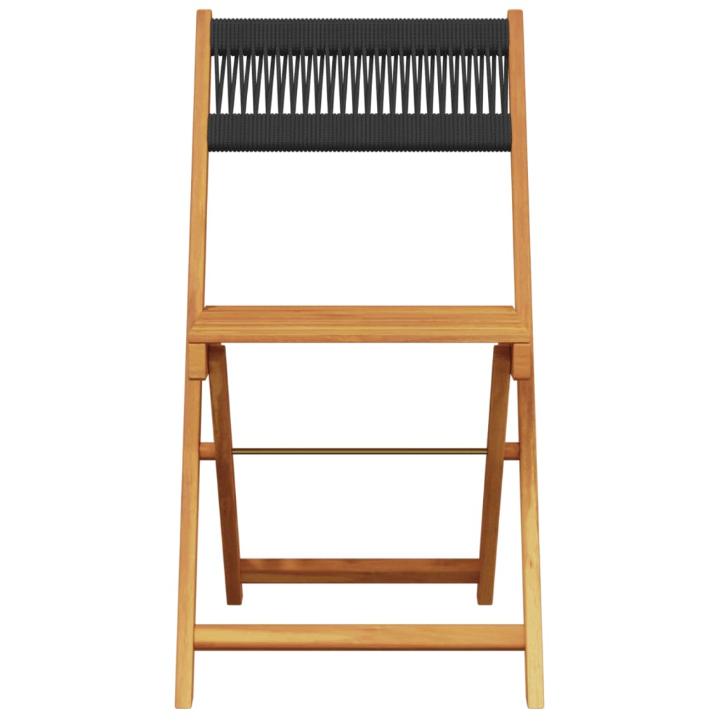 Sedie Da Giardino Pieghevoli 4pz Nere Legno Massello Di Acacia - Image 4
