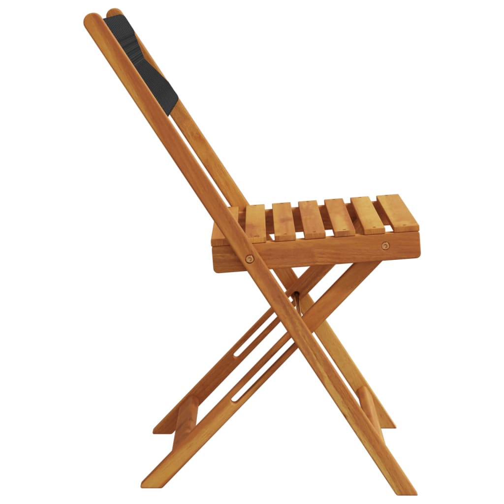 Sedie Da Giardino Pieghevoli 4pz Nere Legno Massello Di Acacia - Image 5