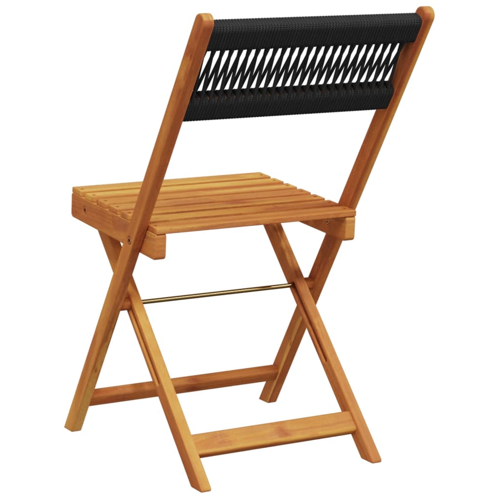 Sedie Da Giardino Pieghevoli 4pz Nere Legno Massello Di Acacia - Image 6