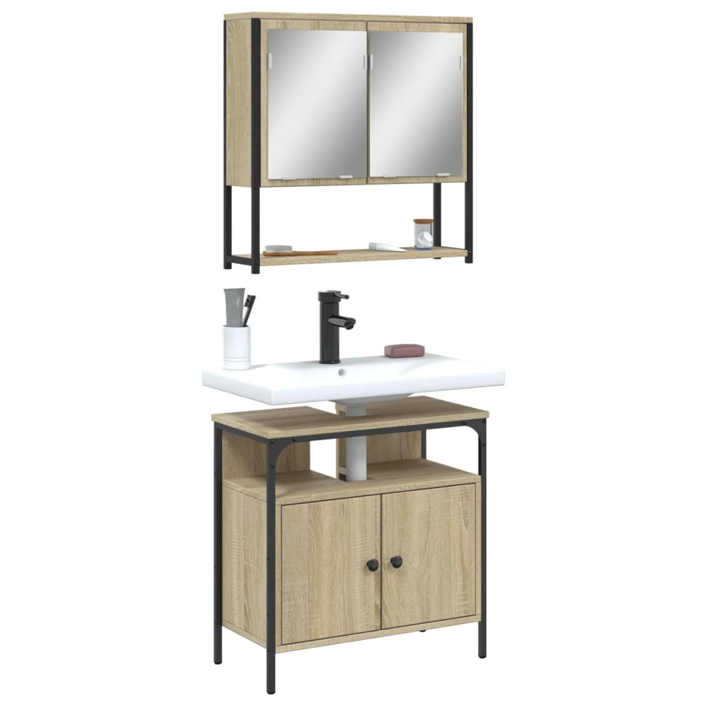 Set Mobili Da Bagno 2 Pz Rovere Sonoma In Legno Multistrato