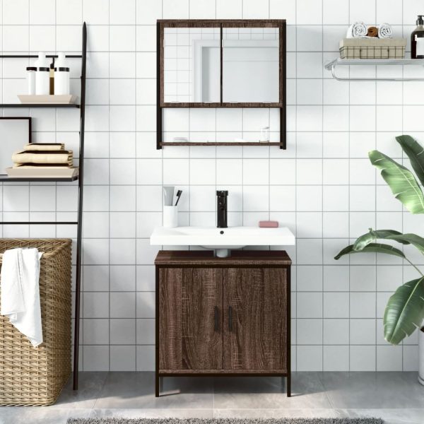 Set Mobili Da Bagno 2 Pz Rovere Marrone In Legno Multistrato - Image 3