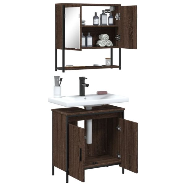 Set Mobili Da Bagno 2 Pz Rovere Marrone In Legno Multistrato - Image 4