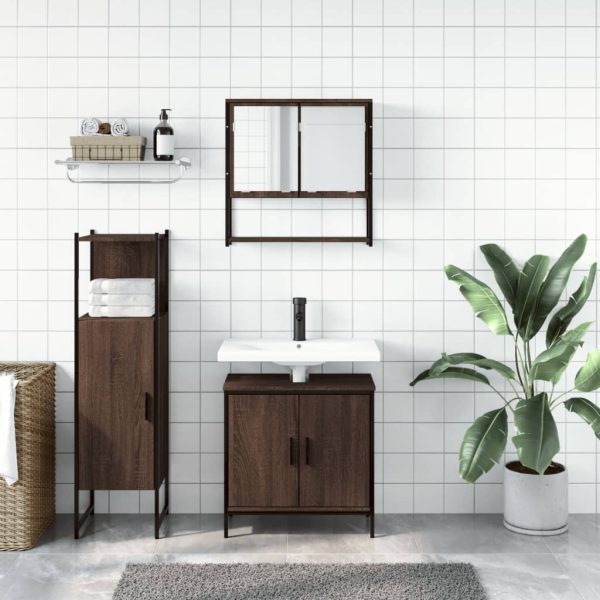 Set Mobili Da Bagno 3 Pz Rovere Marrone In Legno Multistrato - Image 3