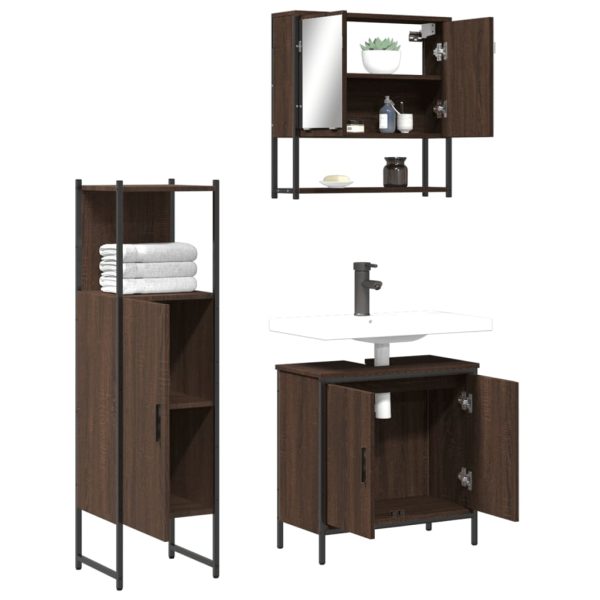 Set Mobili Da Bagno 3 Pz Rovere Marrone In Legno Multistrato - Image 4