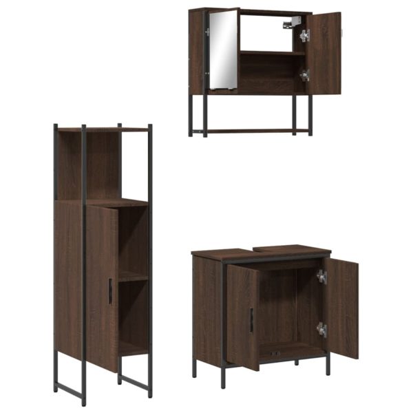 Set Mobili Da Bagno 3 Pz Rovere Marrone In Legno Multistrato - Image 5