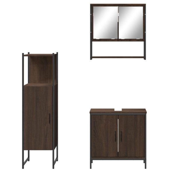 Set Mobili Da Bagno 3 Pz Rovere Marrone In Legno Multistrato - Image 6