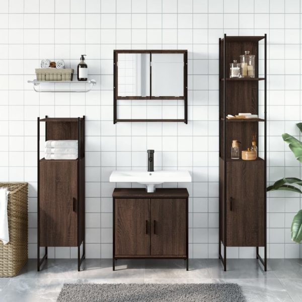 Set Mobili Da Bagno 4 Pz Rovere Marrone In Legno Multistrato - Image 3