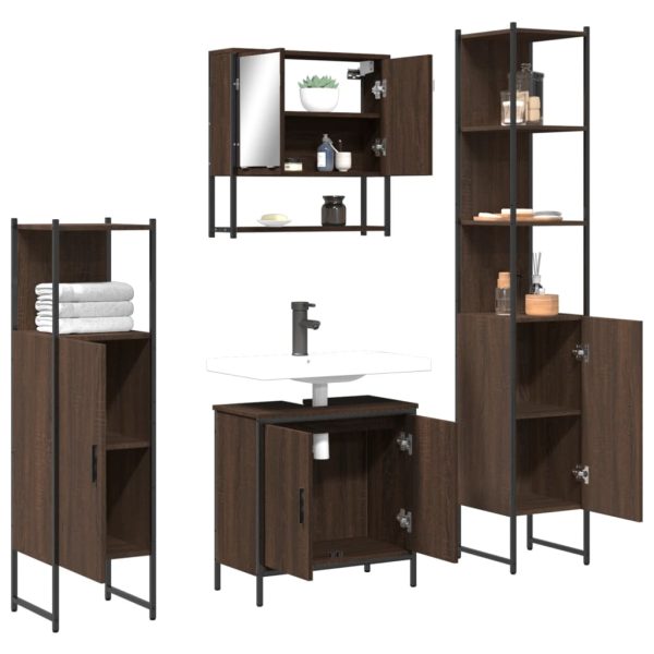 Set Mobili Da Bagno 4 Pz Rovere Marrone In Legno Multistrato - Image 4