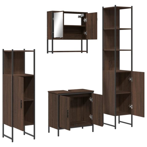 Set Mobili Da Bagno 4 Pz Rovere Marrone In Legno Multistrato - Image 5