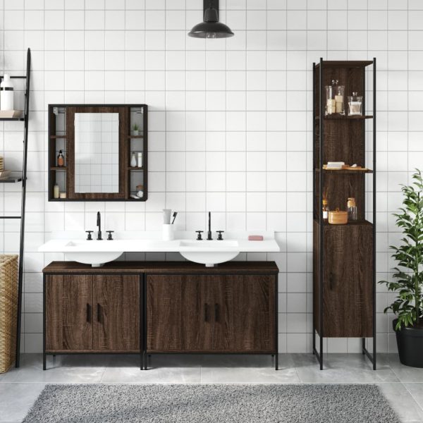Set Mobili Da Bagno 4 Pz Rovere Marrone In Legno Multistrato - Image 3