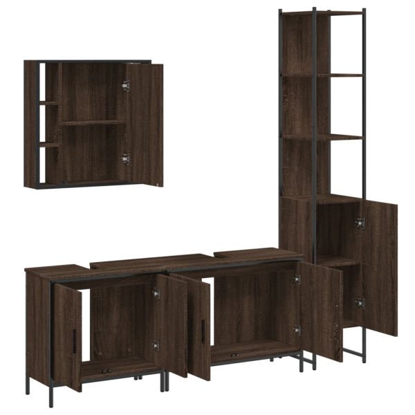 Set Mobili Da Bagno 4 Pz Rovere Marrone In Legno Multistrato - Image 5