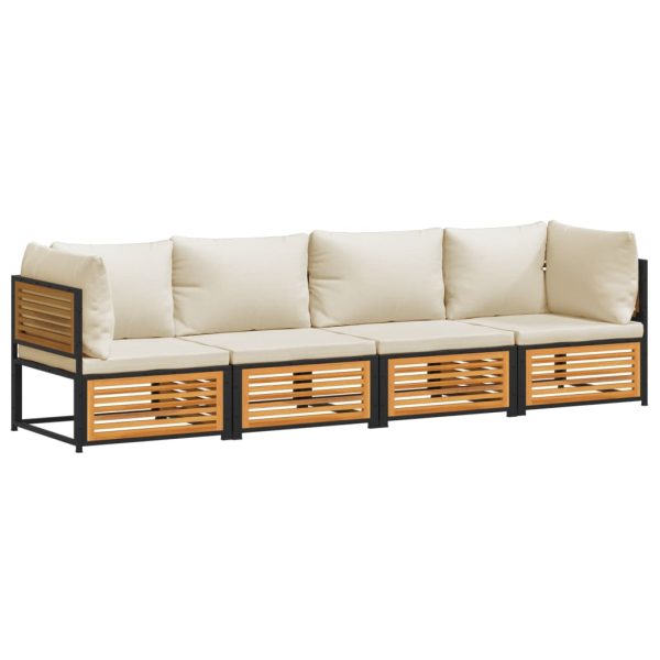 Set Divani Da Giardino 4pz Con Cuscini Legno Massello Di Acacia - Image 2