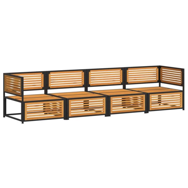 Set Divani Da Giardino 4pz Con Cuscini Legno Massello Di Acacia - Image 3