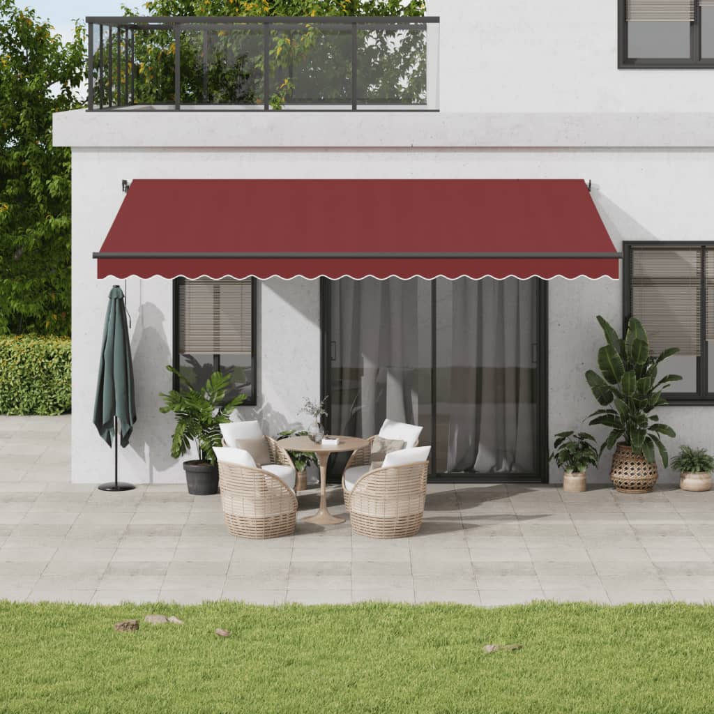 Tenda Da Sole Retrattile Manuale Con Led Bordò 500x350 cm
