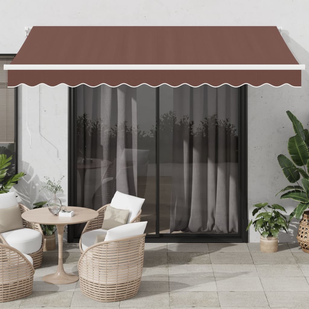 Tenda Da Sole Retrattile Automatica Con Led Marrone 350x250 cm