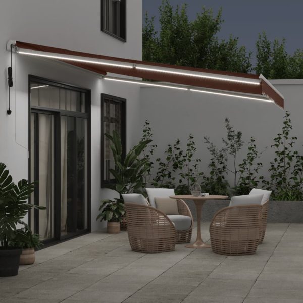 Tenda Da Sole Retrattile Automatica Con Led Marrone 450x350 cm - Image 3