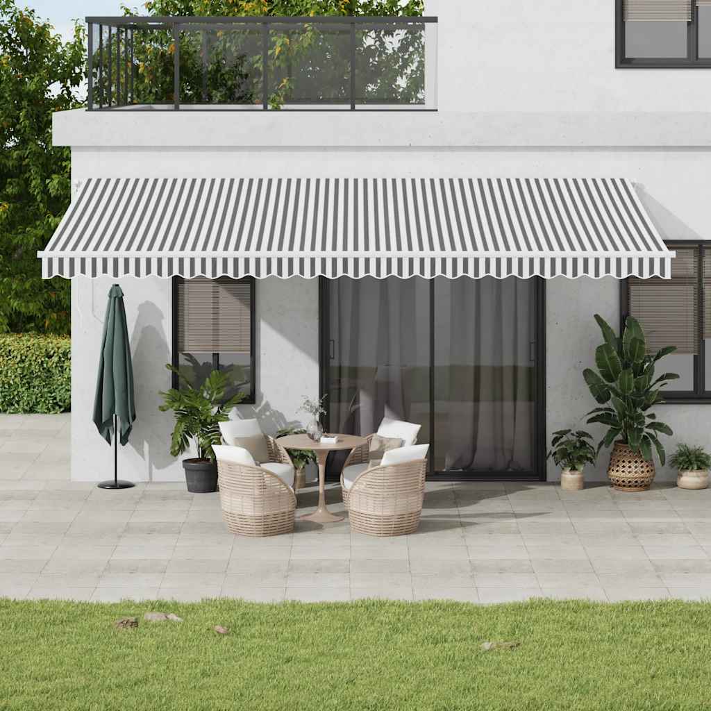 Tenda Retrattile Manuale Con Led Antracite E Bianco 600x300 cm