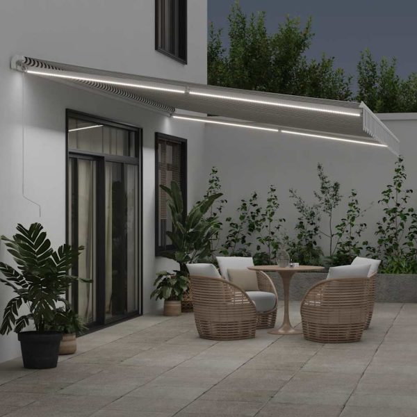 Tenda Retrattile Manuale Con Led Antracite E Bianco 600x300 cm - Image 3