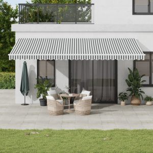 Tenda Retrattile Automatica Led Antracite E Bianco 600x350 cm