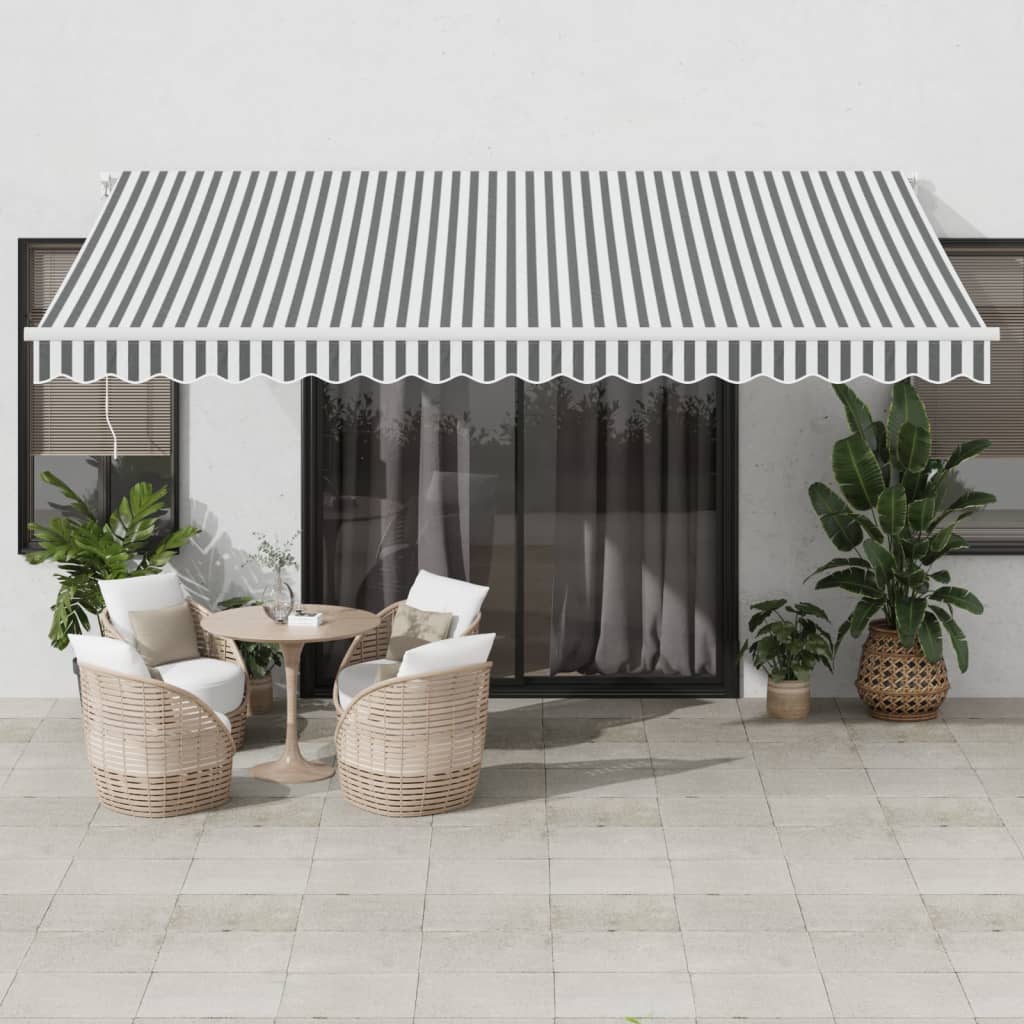 Tenda Da Sole Retrattile Manuale Antracite E Bianco 450x300 cm