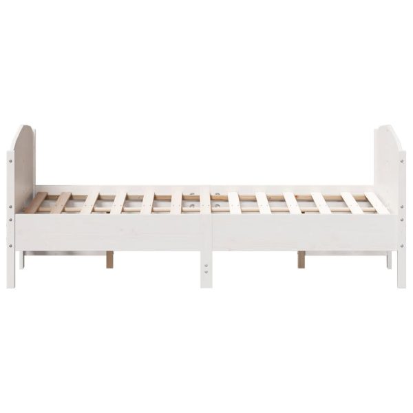 Letto Senza Materasso Bianco 120x190 Cm Legno Massello Di Pino - Image 5