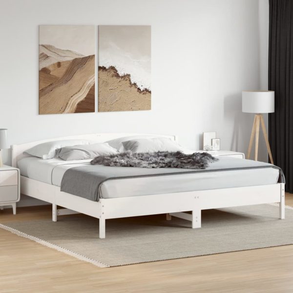 Giroletto Senza Materasso Bianco 200x200 Cm Legno Massello Pino