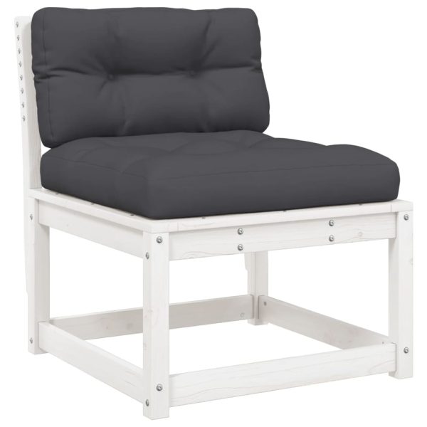 Set Divani Giardino 5pz Con Cuscini Bianco Legno Massello Pino - Image 3