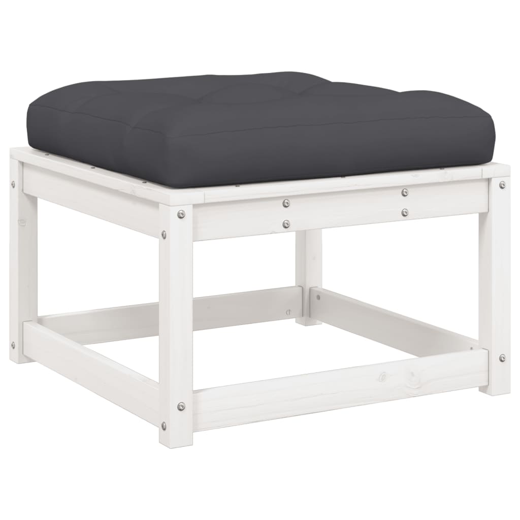 Set Divani Giardino 5pz Con Cuscini Bianco Legno Massello Pino - Image 3