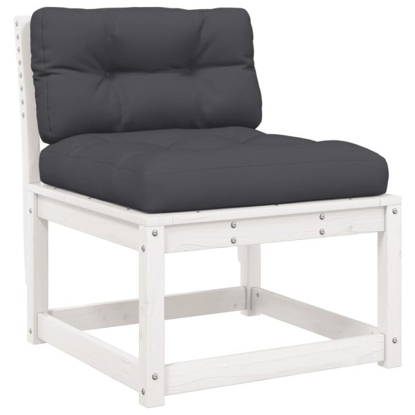 Set Divani Giardino 6pz Con Cuscini Bianco Legno Massello Pino - Image 3