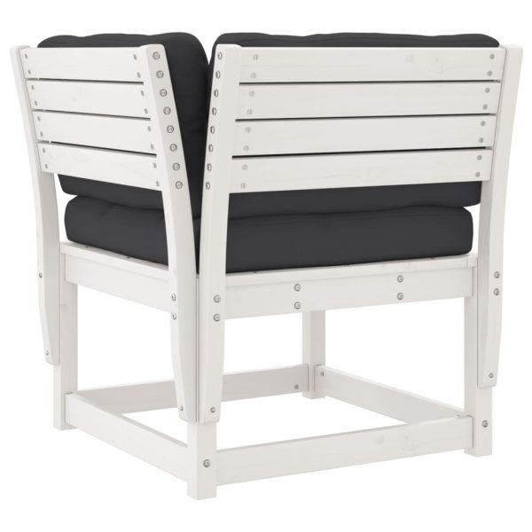 Set Divani Giardino 6pz Con Cuscini Bianco Legno Massello Pino - Image 6