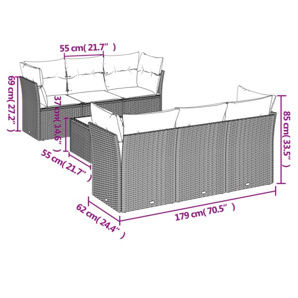 Set Divani Da Giardino 7 Pz Con Cuscini Beige In Polyrattan - Image 3