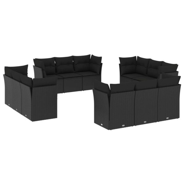 Set Divani Da Giardino 12 Pz Con Cuscini Nero In Polyrattan - Image 2