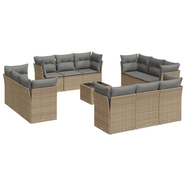 Set Divano Da Giardino 13 Pz Con Cuscini Beige In Polyrattan - Image 2