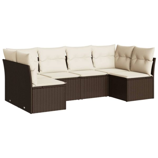 Set Divano Da Giardino 6 Pz Con Cuscini Marrone In Polyrattan - Image 2