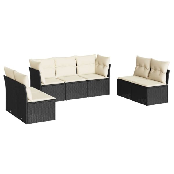 Set Divani Da Giardino Con Cuscini 7pz Nero Polyrattan - Image 2