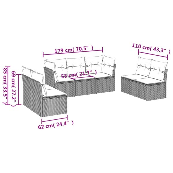 Set Divani Da Giardino Con Cuscini 7pz Nero Polyrattan - Image 3